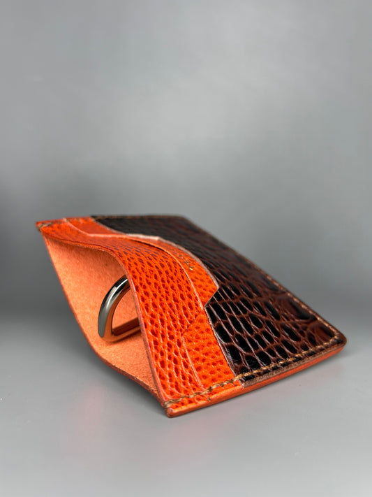 Cape Caro Cardholder – Brown Croco & Orange