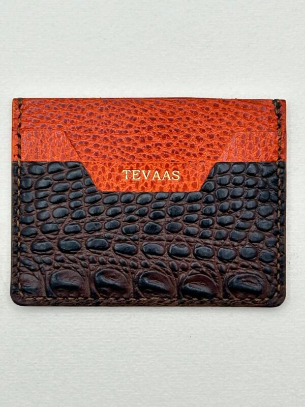 Cape Caro Cardholder - Brown Croco & Orange