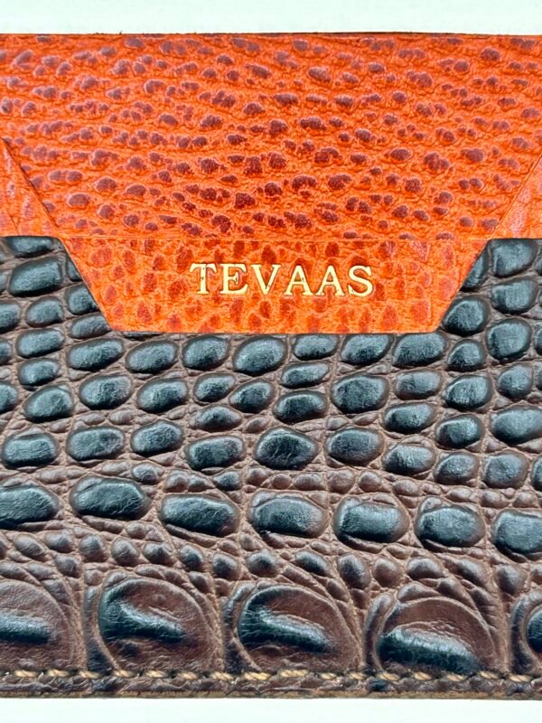 Cape Caro Cardholder - Brown Croco & Orange - Image 3